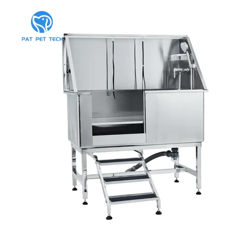 50" Stainless Steel Grooming Bathtub with Stairs