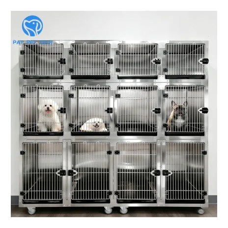 Freely Combinable S/M/L Stainless Steel Rounded Corner Modular Veterinary Pet Cage