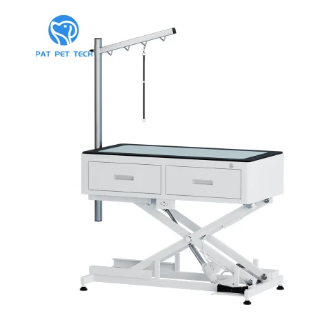 Adjustable Height Pet Grooming Table With Drawers